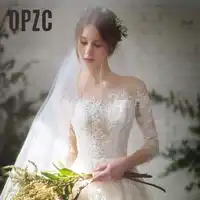 New Fashion Simple 2018 Wedding Dresses Lace Three Quarter Sleeve O-Neck Elegant Plus size Vestido De Noiva Bride Q