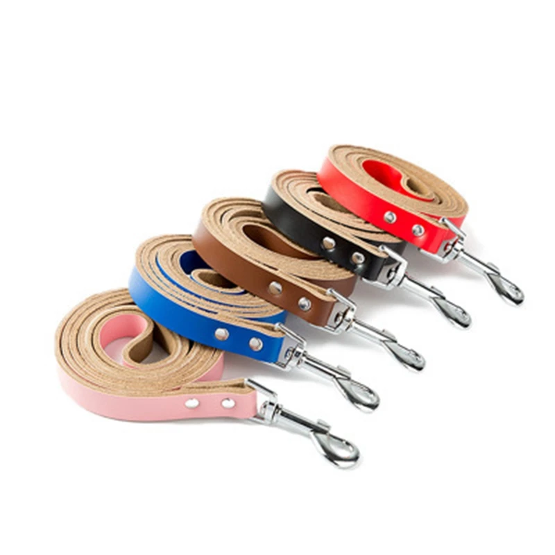 

120cm Long Collar Leashes For Dog Outerdoor Training Goods For Pets Strong And Firm Solid Color Dog Chain Leather Dog Leashes