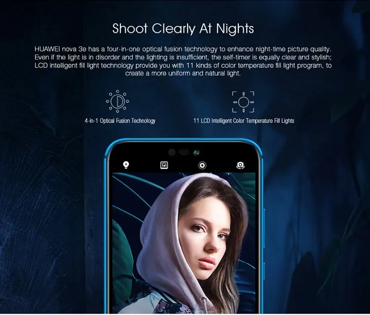 HUAWEI NOVA 3E 4GB RAM 128GB ROM Hisilicon Kirin 659 2.36GHz Octa Core 5.84 Inch 2.5D FHD+ Full Screen Dual Camera Android 8.0 4G LTE Smartphone