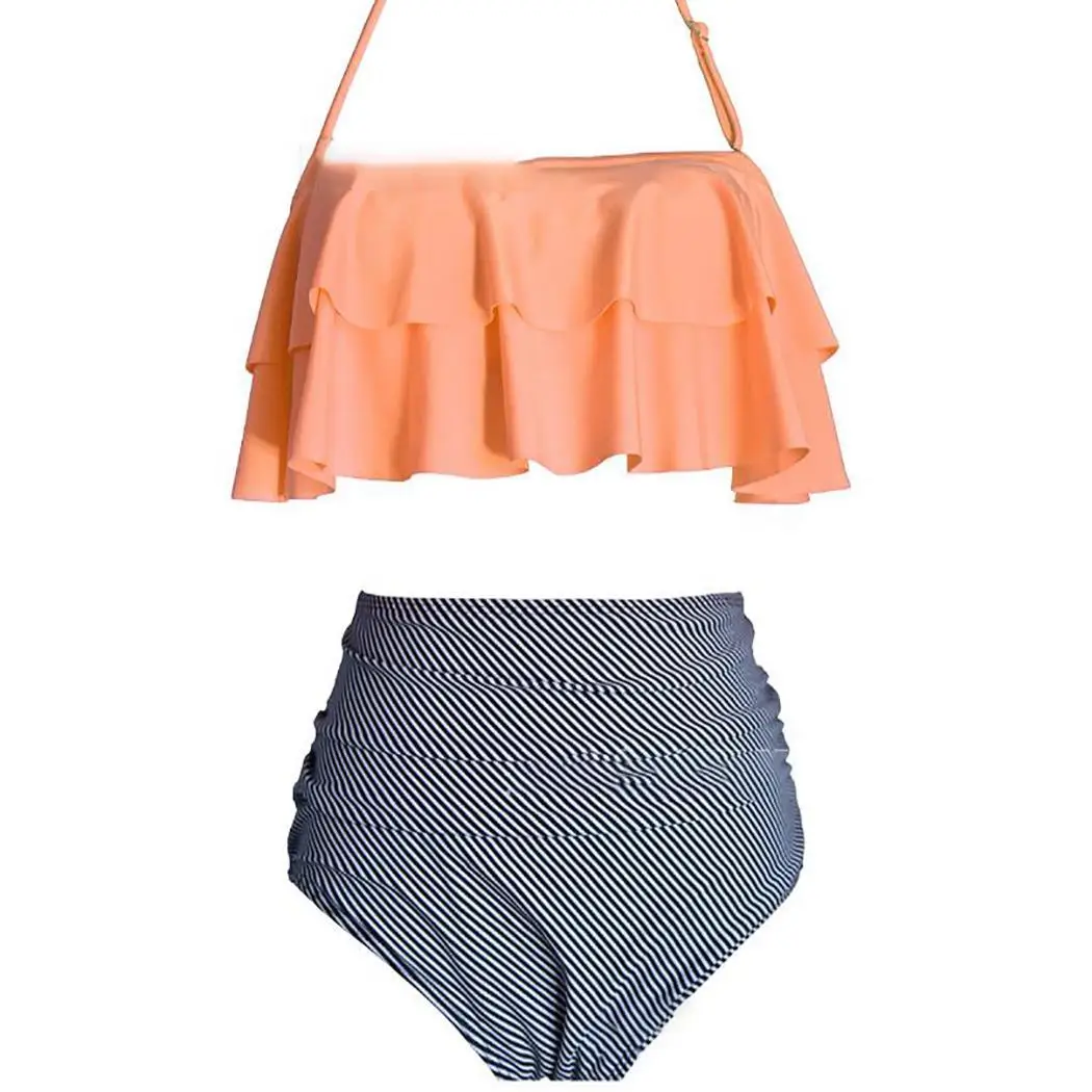 

Women Halter Neck High Waist Sleeveless Print Beach, Swimming Pool Bikini Summer Set Swimwear