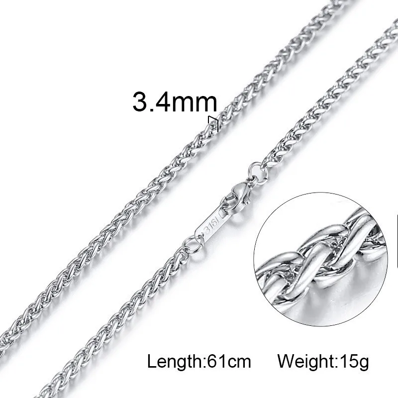 Цельное серебряное ожерелье из нержавеющей стали 24" - Окраска металла: NC104S