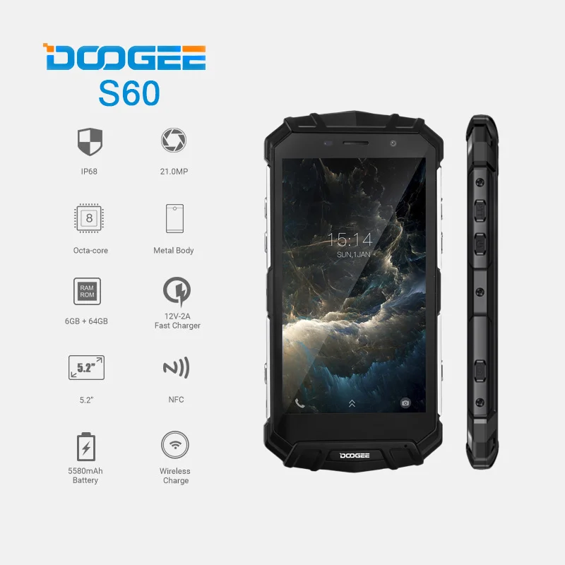 DOOGEE S60 IP68 Waterproof Dustproof Phone 6GB+64GB 5.2\