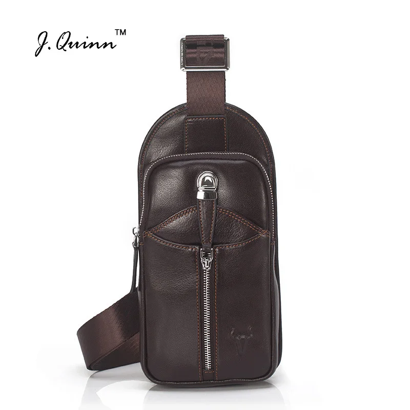 

J.Quinn Genuine Leather Chest Bag Men's Crossbody Shoulder Zipper Bags High Quality Chest Waist Pack Outside Large Travel 2017