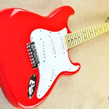 Высокое качество, FDST-1012, красный цвет, твердый корпус с белой накладкой, кленовый гриф, электрогитара