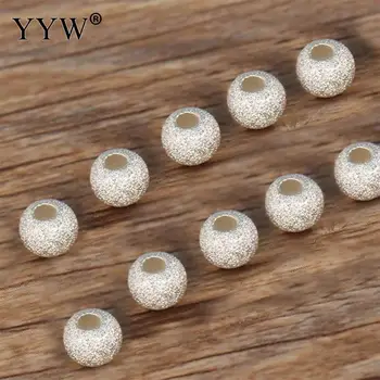 

100Pcs 4mm Round Silver Plated Beads Dust Spacer Loose Beads for Jewelry Making Diy Bracelet Charms Hole:Approx 2mm