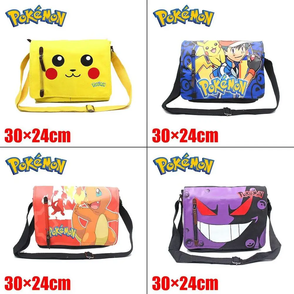 

Anime Pokemon Pikachu Poke Ball Gengar Charmander Canvas Shoulder bag zipper Messenger bag Schoolbag Men women Cartoon Satchel