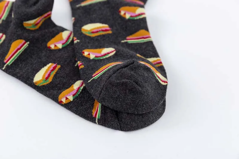 [WPLOIKJD] Harajuku Модные мужские Носки с рисунком попкорна гамбургера в стиле хип-хоп Уличная одежда Calcetines Hombre Sox для мужчин подарки