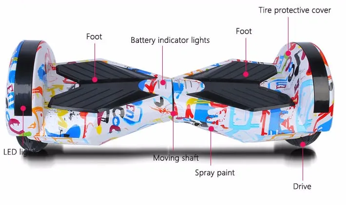 Samsung батареи 8 дюймов свет 2 балансировки колес электрический скутер smart Электрический скейтборд приложение self балансировочный гироскутер