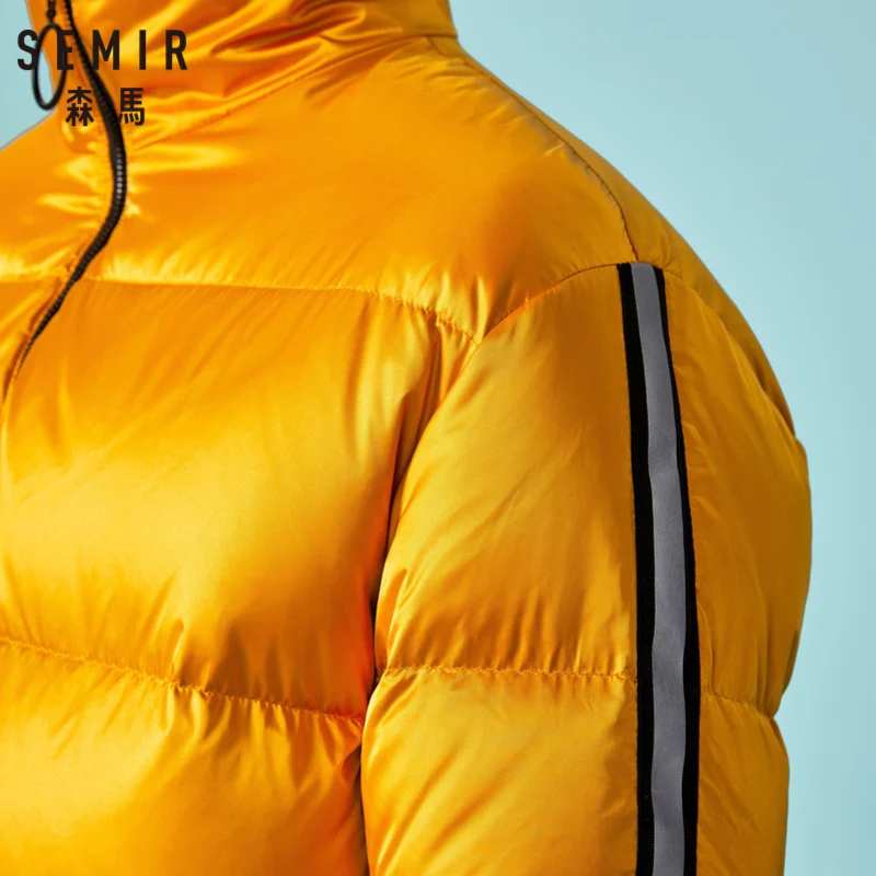 Куртка SEMIR мужская пуховая на молнии пуховик с воротником стойкой и косыми
