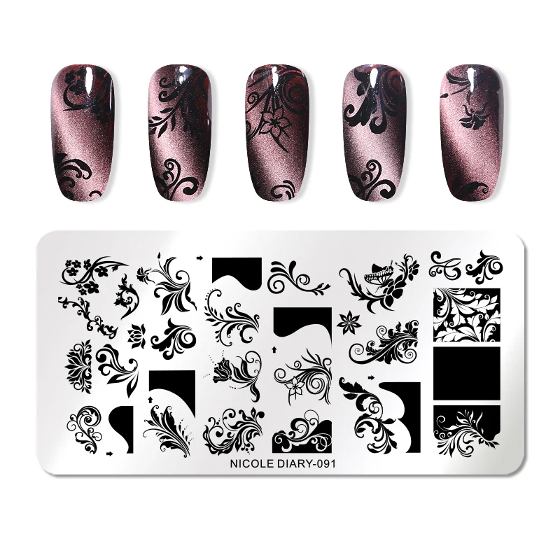 Nicole Diary Dolphin Elk Nail Art штампованные пластины животные кошка цветок цветочное изображение штамп трафарет маникюрный шаблон инструмент для