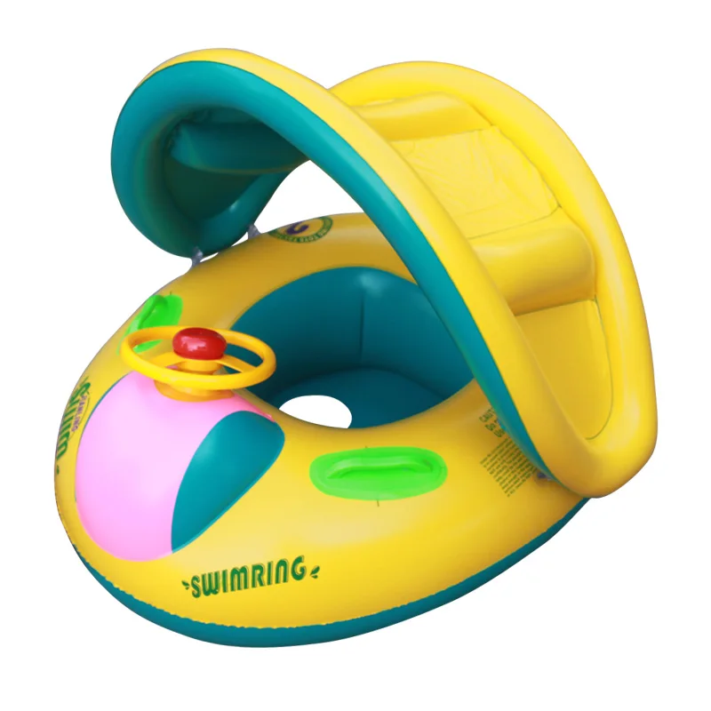 Inflatable Toddler Baby Swim Ring Float Seat Swimming Pool Water Seat with Anti-UV Canopy swimming pool accessories piscina