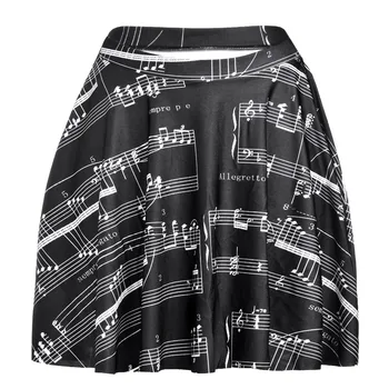 

1187 Summer Women Plus Size Pleated Mini Skater Skirt Sexy Girl Cheerleader TuTu Skirt Music Note music score Prints