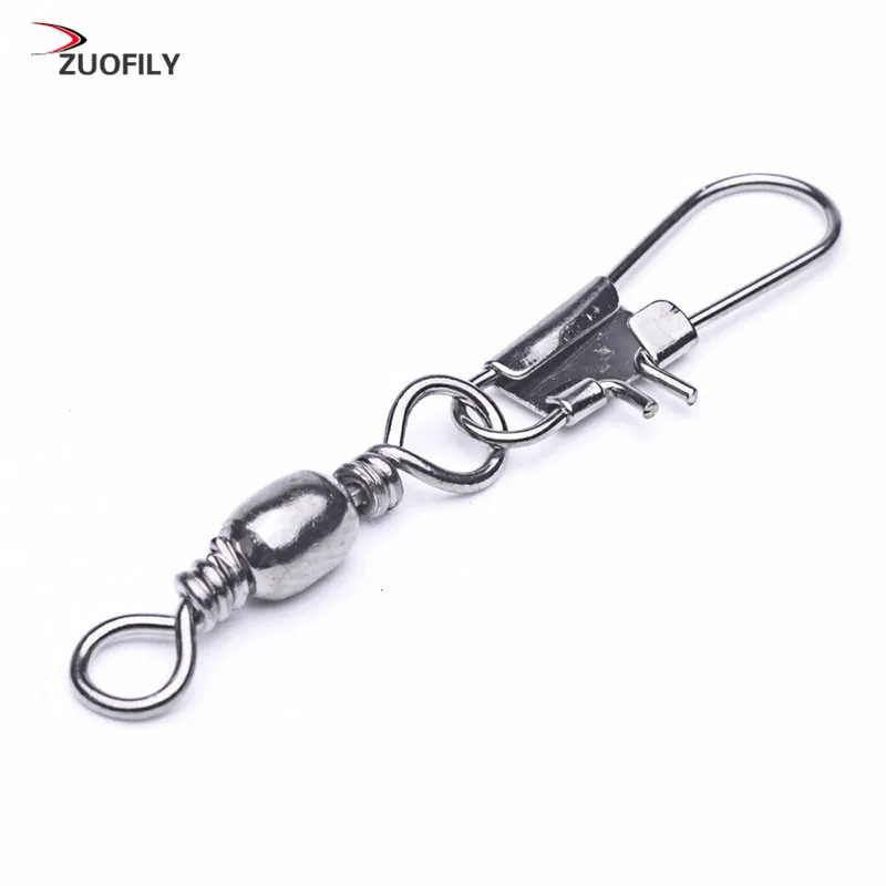 

50pcs Stainless Steel Fishing Swivel Snap Ball Bearing Rolling Solid Rings Interlock Fishing Hooks Connector Quick Change Lock
