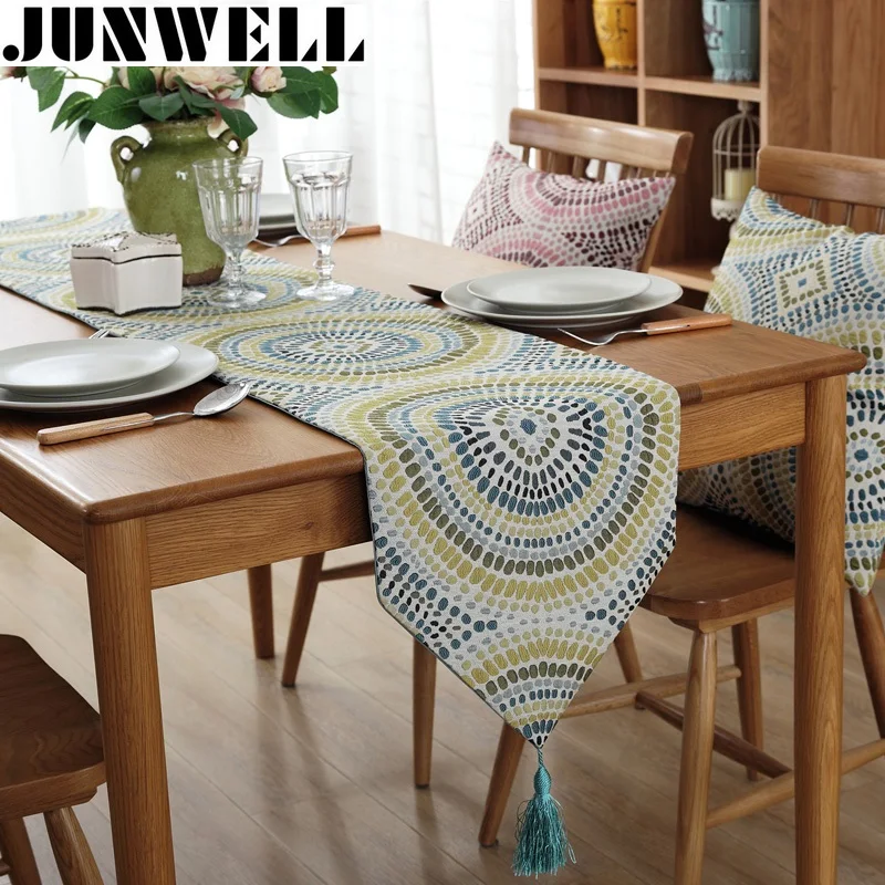 Junwell Fashion Modern Table Runner Colorful Nylon Jacquard Runner