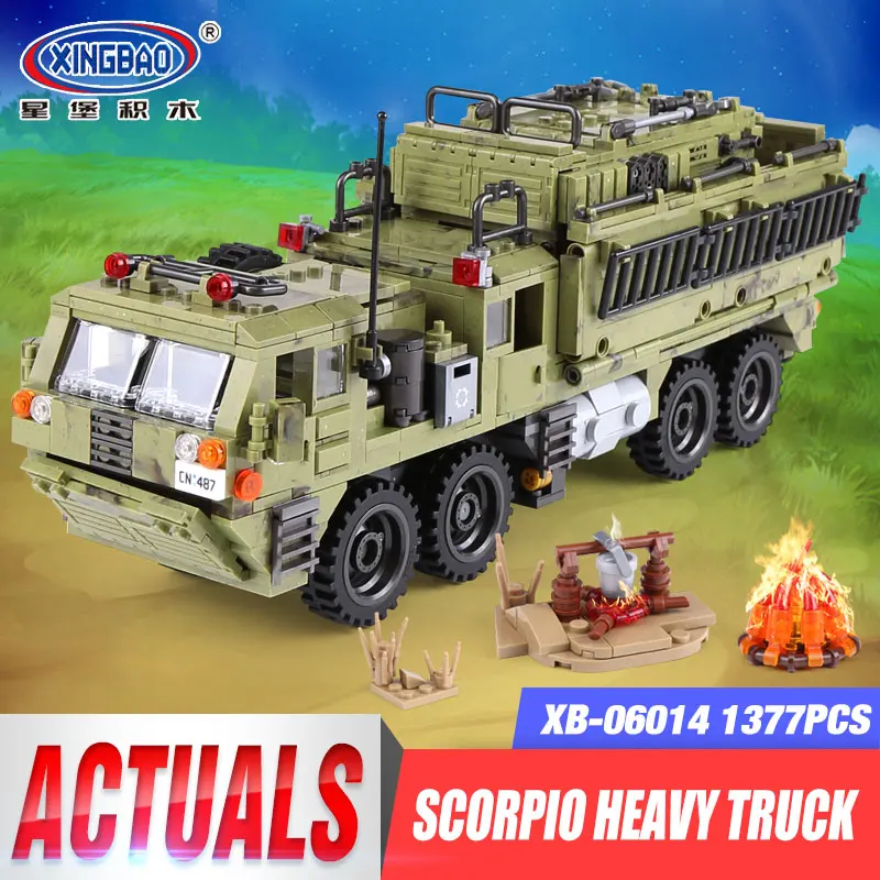 

XINGBAO 06014 Genuine 1377PCS Military Series The Scorpion Heavy Truck Set Building Blocks Bricks Toys Children Christmas Gifts