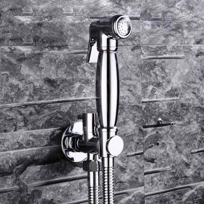 Brass Toilet Hand Held Bidet Sprayer Kit with Water Valve Bracket