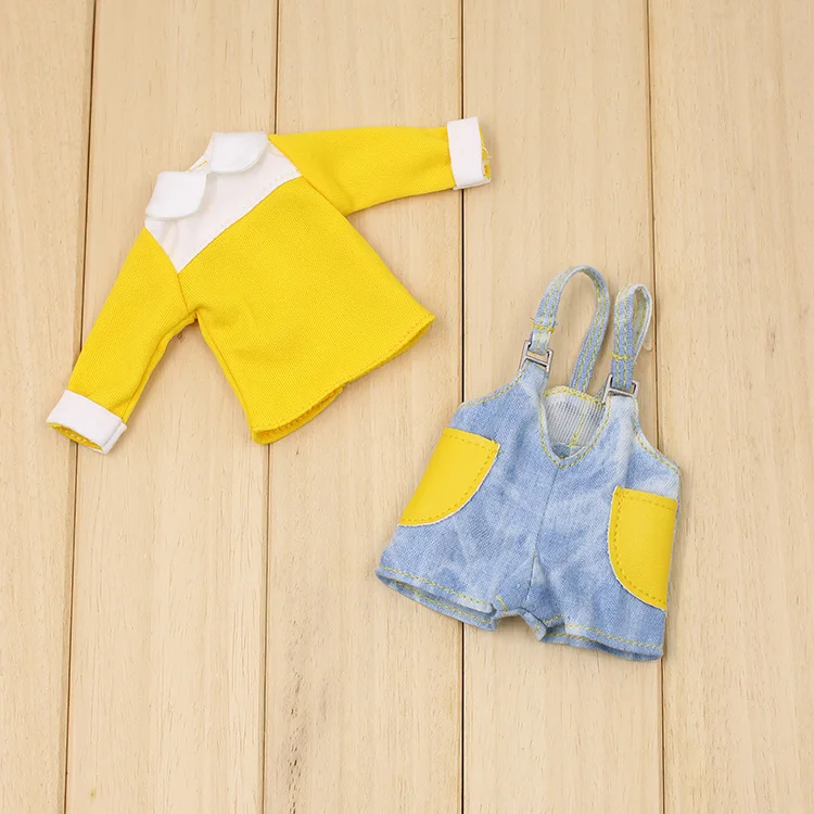 Наряды для куклы Blyth желтая одежда с оверралами костюм 1/6 BJD azone ICY DBS | Игрушки и