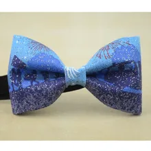 Синий блестящий галстук-бабочка ручной работы модные галстуки мужские и женские аксессуары отец подарок мальчиков галстук свадебный галстук