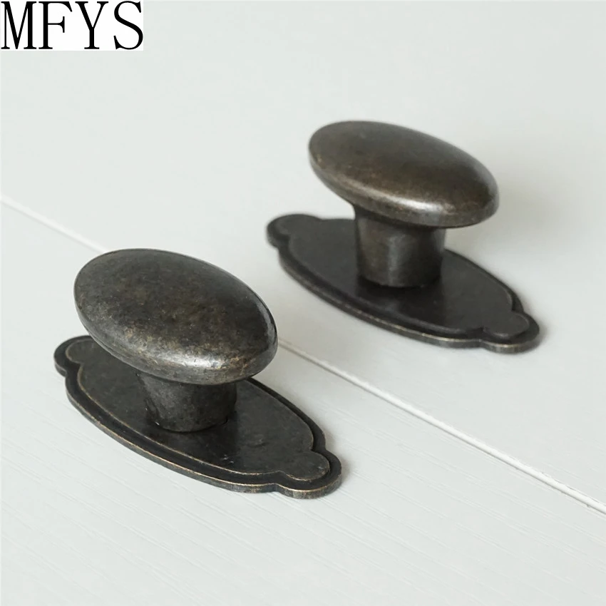 Dresser Knob Drawer Pulls Handles Back Plate / Kitchen Cabinet Door Knobs / Vintage Style Rustic Oval Knob Antique Bronze Dresser Knob Drawer Pulls Handles Back Plate / Kitchen Cabinet Door Knobs / Vintage Style Rustic Oval Knob Antique Bronze