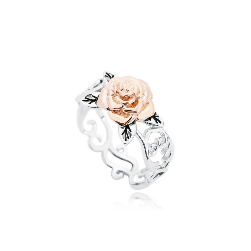 Новое поступление лепесток цветка розы полый дизайн кольцо с экологическим сплавом Анти-аллергия#288631