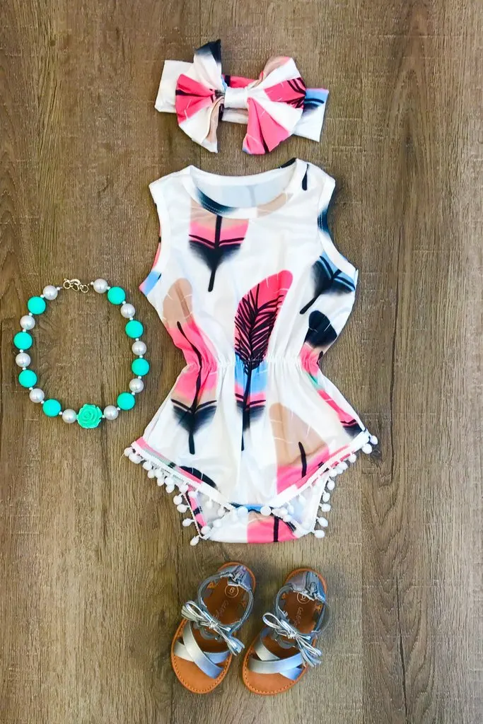 Summer Baby Girl Pretty Romper Flower Tassel Romper Child Rosy Baby
