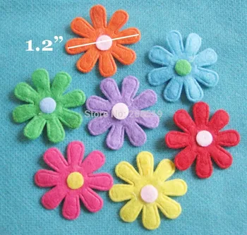 

PANNOL Multicolors flower appliques mix 200pcs 30mm felt floral patches for craft design DIY scrapbooking