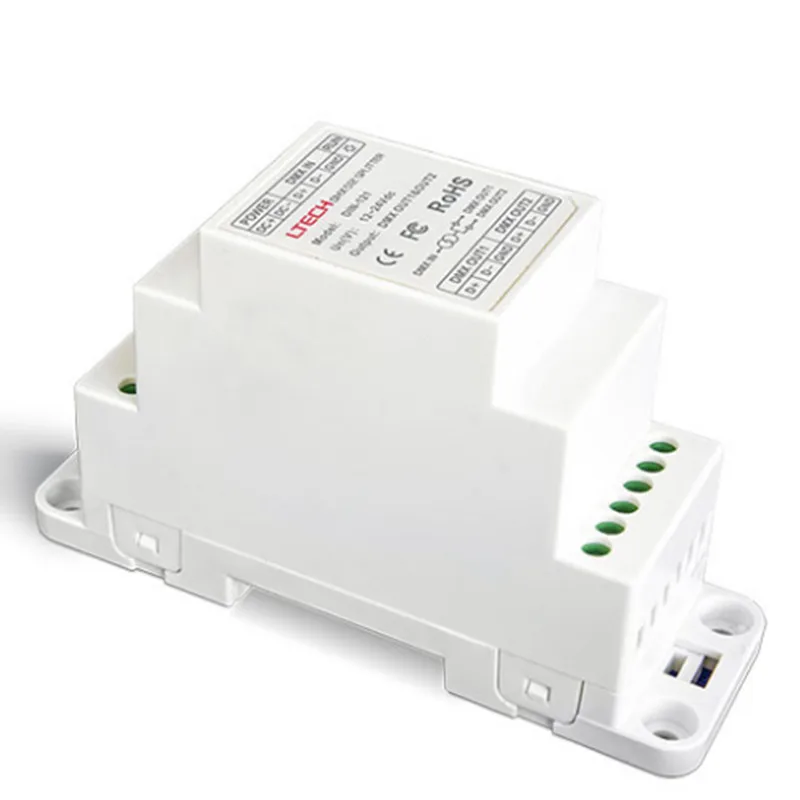 

2019 Led Controller LTECH DIN-121 DIN Rail DMX 512 Signal Amplifier DC12V-24V input DMX Amplifier 1CH input 2ch output