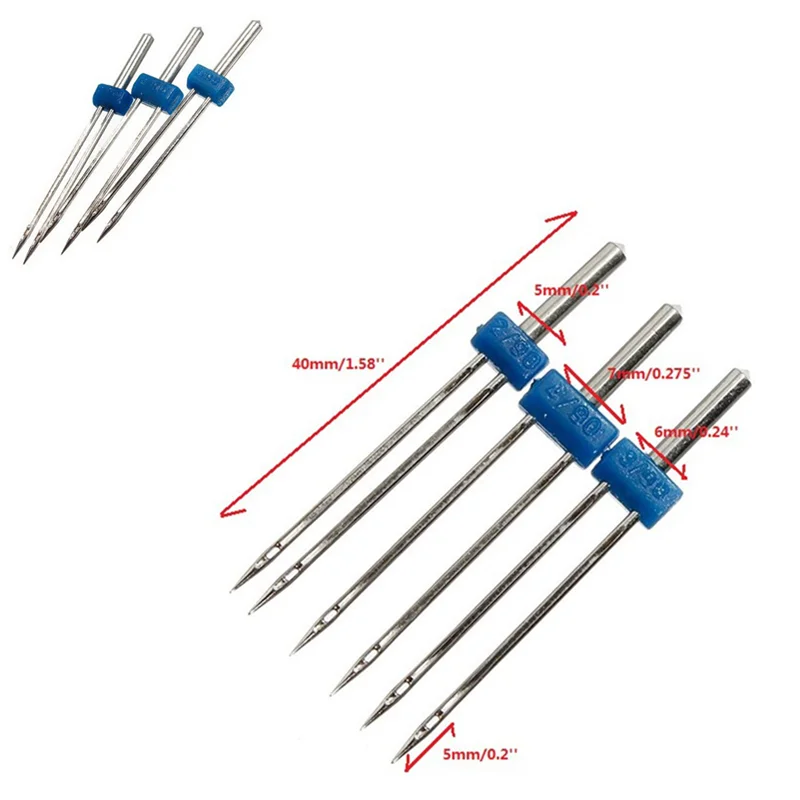 

New 2019 Double twin Needles Sewing Needles Pins Steel sewing machine needle knitting needles Needlework 3Pcs