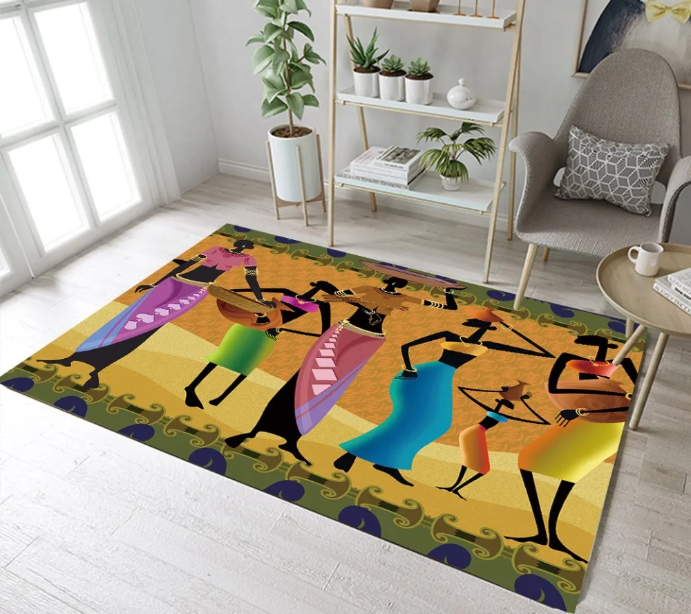 African Afro Woman Jazz Area Rug Living Room Bedroom Mat Large Floor Pad Carpet 