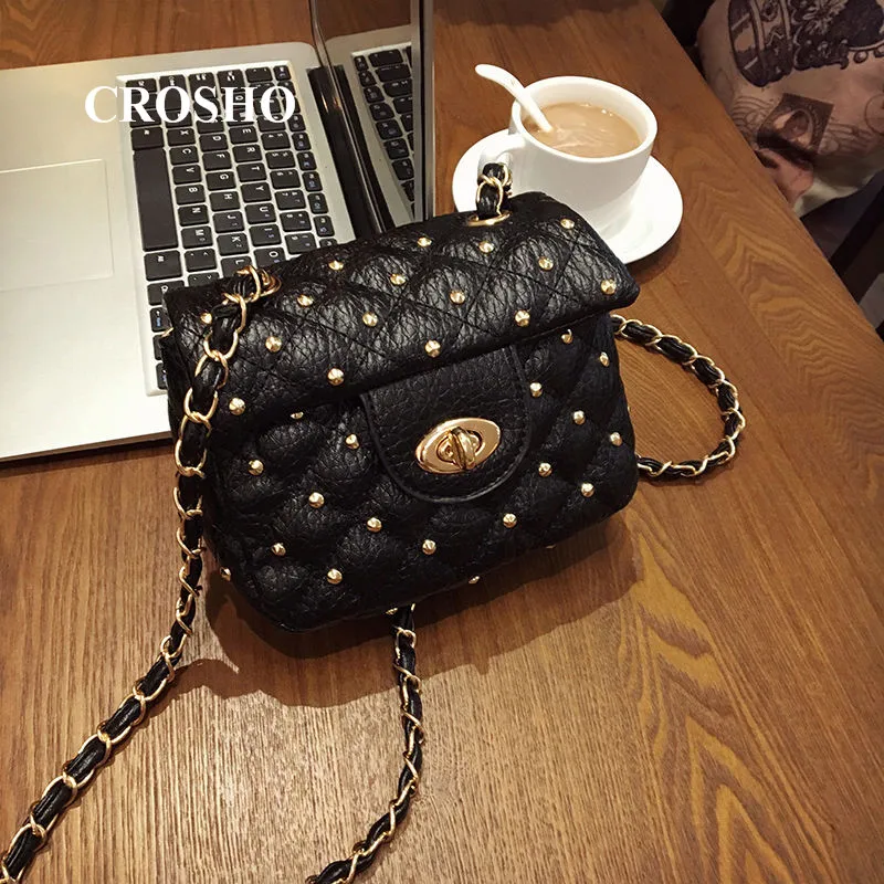 

CROSHO New Style Rivet Mini Lady Bag Crossbody Bag Single Shoulder Bags Lady Soft Bag