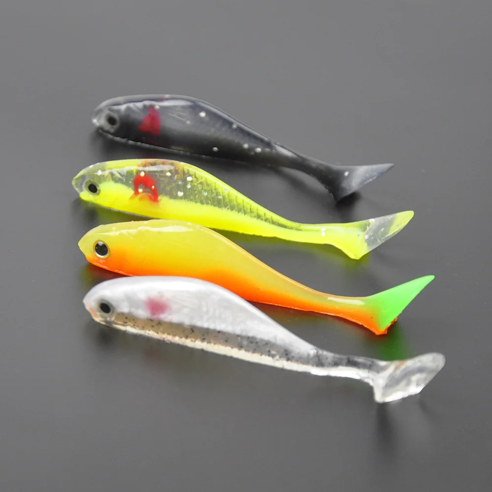 

4pcs/lot Minnow Tail Paddle Soft Lures Fishing Shad Bait Tackle Jig Head 4 color