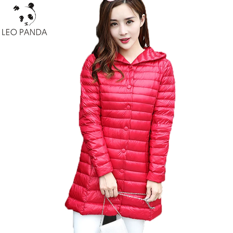 

Winter New Fashion Woman Hooded Long sleeve Single-breasted Warm Down Jackets Loose Female White Duck Down Down Jacket C 569