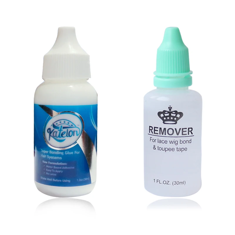 

New arrival Katelon 1 Bottle 1.3 Oz 38ml Wigs Soft Bonding Adhesive Wig Glue With 1 Bottle 1 Oz 30 ml Remover For Lace Wig Glue