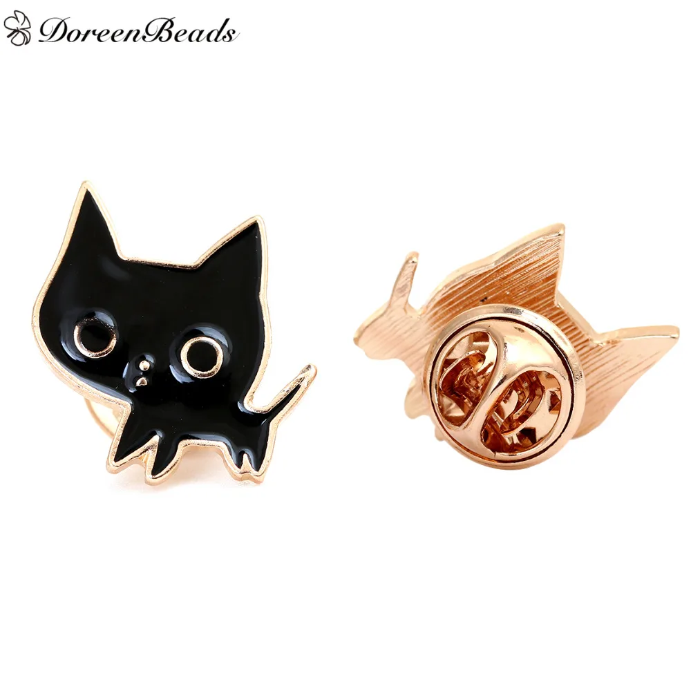 DoreenBeads 1 шт. эмалированные металлические значки на рюкзак с котом броши животными