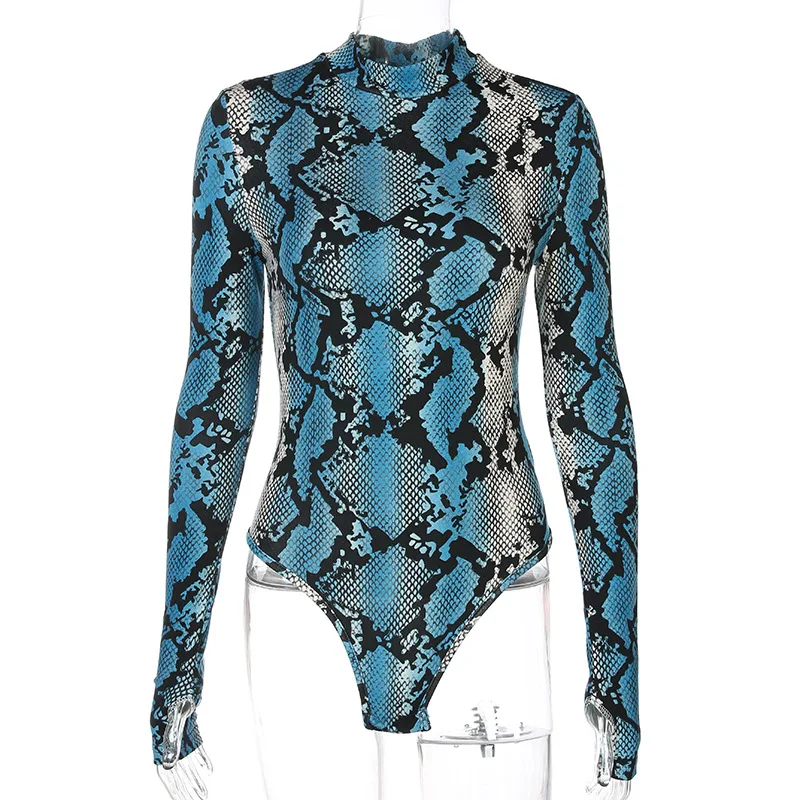 Catsuit Women Free Shipping 2018 Fall Winter Europe And America New For Snakes Prints Slim Fits High Collars Bodysuits 