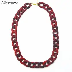 Ufavoirte ювелирные изделия Модные женские подвески ожерелье Геометрическая цепь ожерелье красный и коричневый цвет