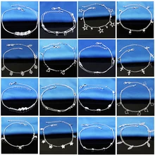 925 Silver Ankle Sterling Ankle Bracelet for Women Leg Chain Round Tassel Anklet Vintage Foot Jewelry Accessories vintage tassel engraved round arm chain for women
