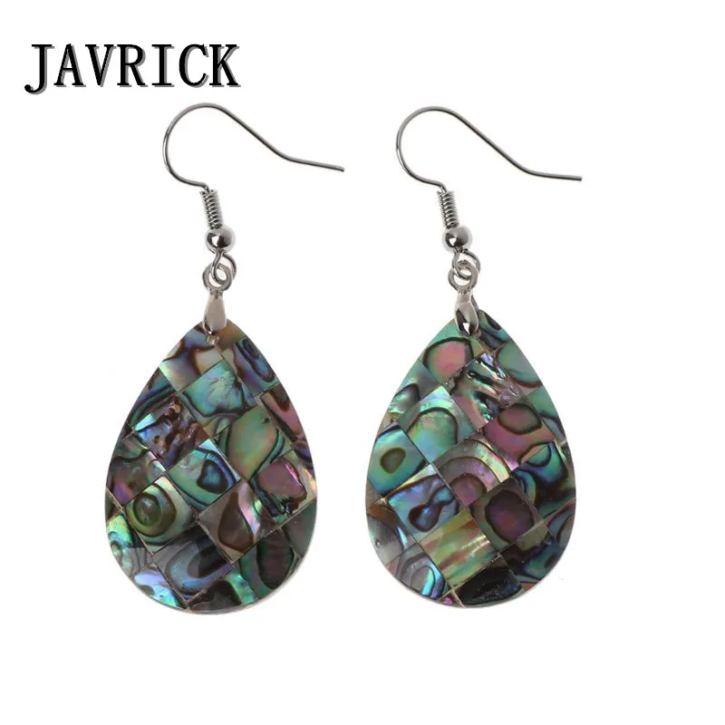 

JAVRICK Natural Paua Abalone Shell Dangle Hook Earrings Women Fashion Jewelry