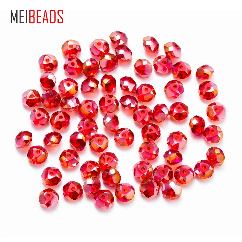 Круглые стеклянные бусины MEIBEADS 8*5 мм трендовые многогранные разделители для