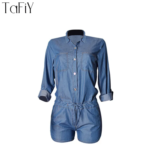TaFiY 2017 Spring Fashion Jeans Jumpsuits Women Cotton Half Sleeve