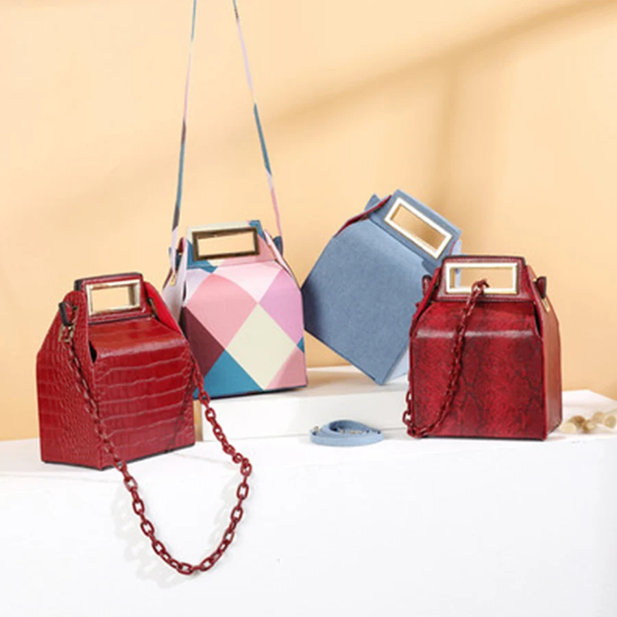 Ins/акриловая женская сумка на цепочке; зимняя Вельветовая цветная сумка в клетку с принтом; женские сумки на плечо; фирменный дизайн; клатч; кошелек