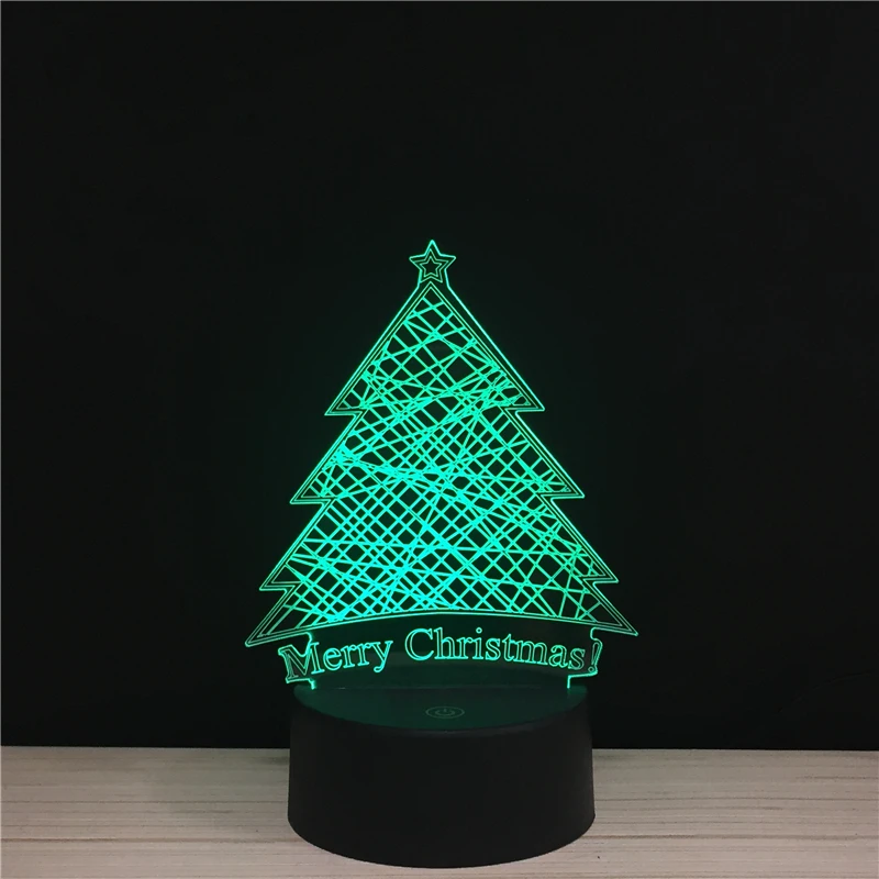 

X-mas Day Festival Merry Christmas Tree LED 3D NightLight Acrylic Night Lamp Light Touch And Remote Lamps Lights Kids Decoration
