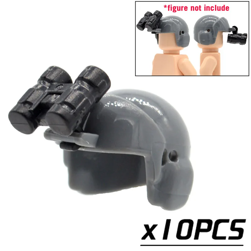 

10pcs/lot MOC Military Scout Helmets with Telescope Blocks Plastic Part Building Bricks Toys for Children