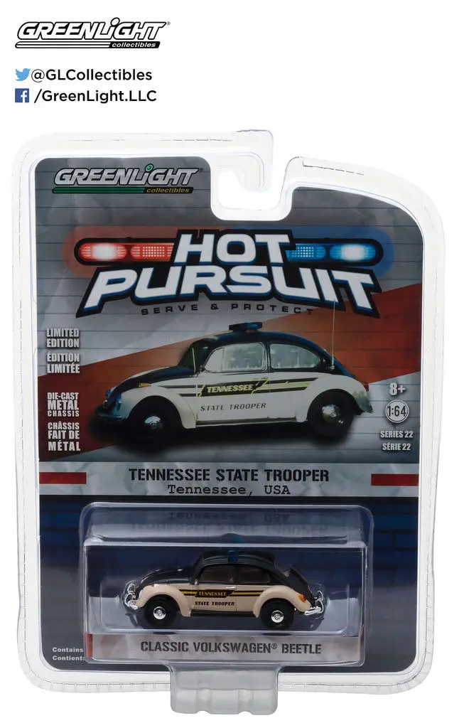

GL 1:64 Hot Pursuit Series 22 Classic Beetle Tennessee State alloy model Car Diecast Metal Toys Birthday Gift For Kids Boy