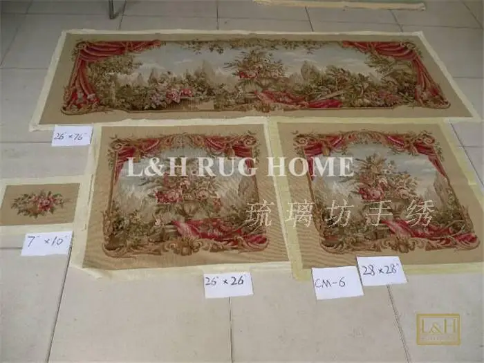 Французский Aubusson ручной шелк диван и стул Обложка Установить 1:4 с оружием, aubusson Шелковый диван крышка набор