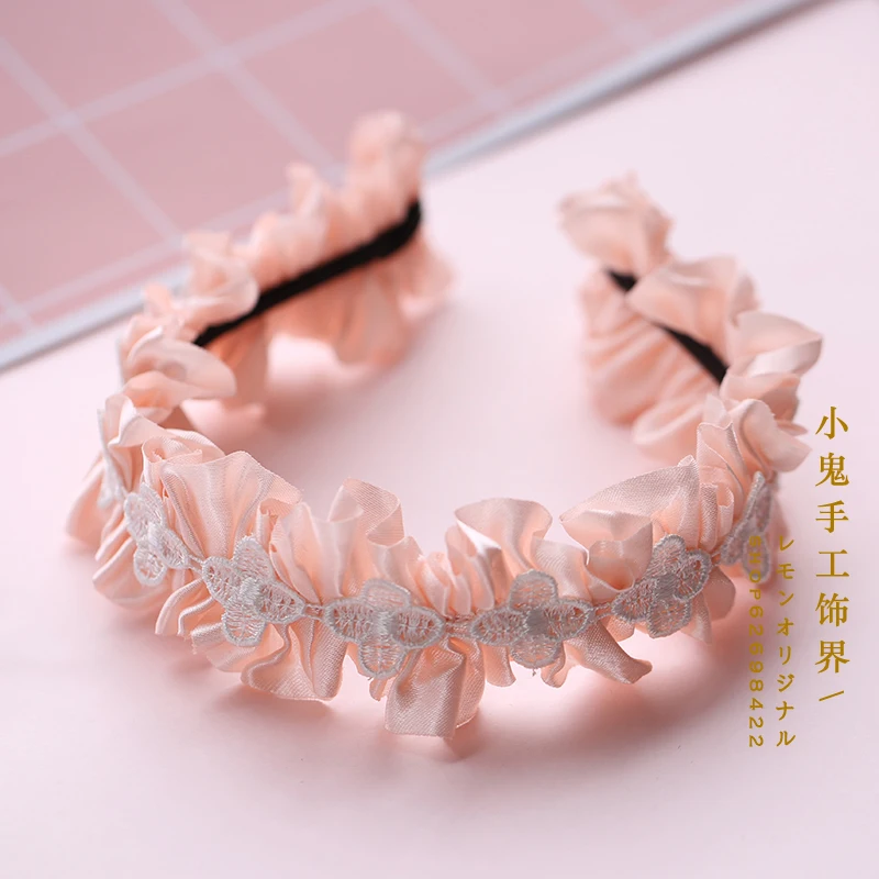 Sweet Japanese Original Hand Made Lolita Lace Bow Wooden Ear Hoop