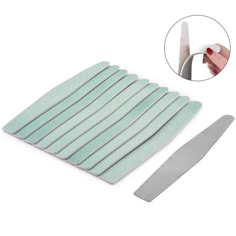

10pcs/set Nail Files Double Side Nails Tips Polish Manicure Pedicure Cuticle UV Gel Remove Tools with Steel Plate New Design