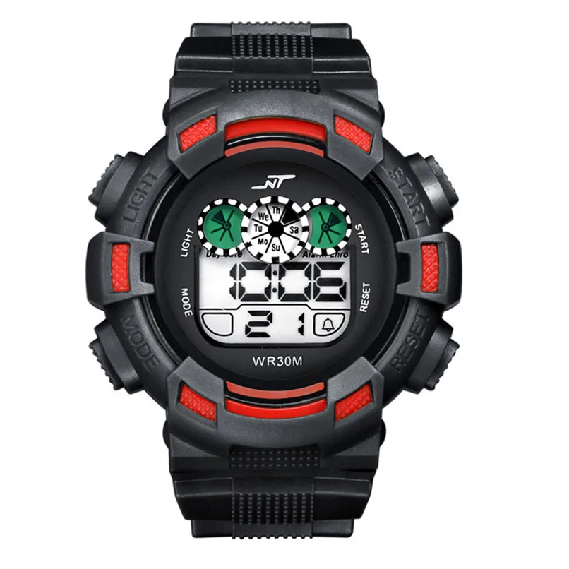 Мужские часы светодиодный цифровой будильник с датой Clcok Резиновые Спортивные армейские детские часы наручные часы новые детские часы - Цвет: Красный