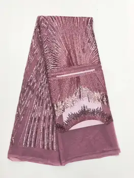 

High Quality pink African Tulle Lace Fabric For Wedding FFL7-6