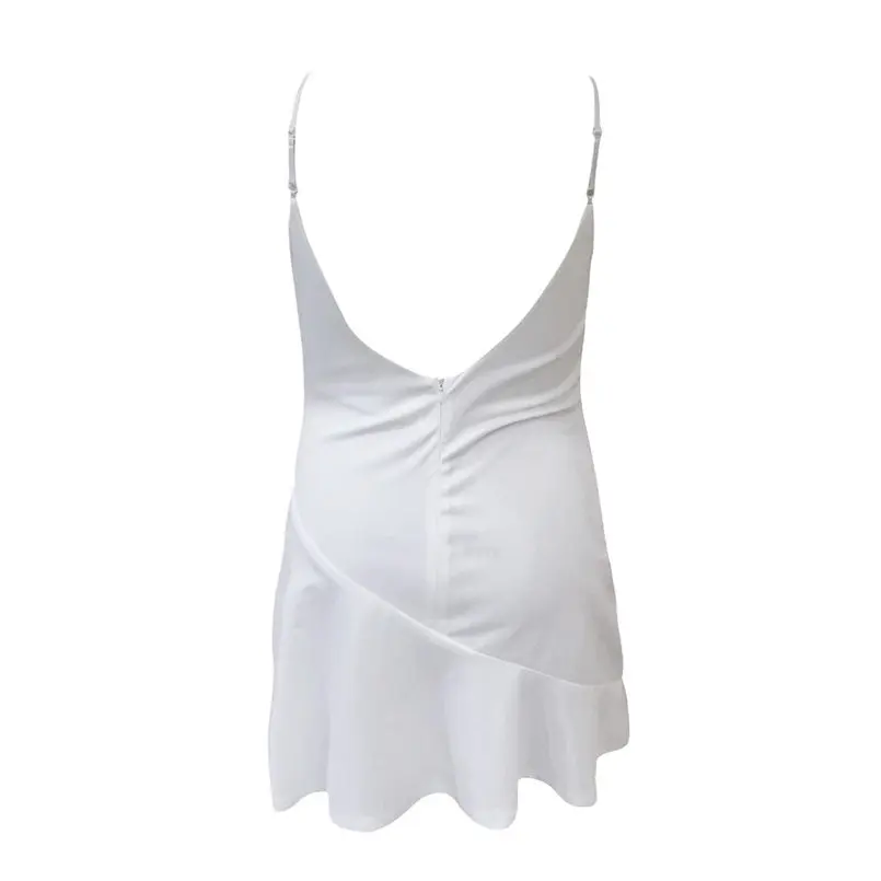 New Women Summer Sexy Sleeveless Ruffled Halter Open Back Evening Mini Dress Elegant Lady Vintage Casual Party Dress #4R14 (4)